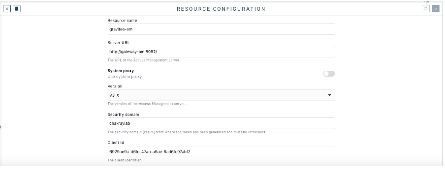 Configuración del resource