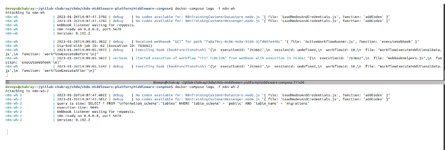 Salida de los logs del contenedor tras la consulta