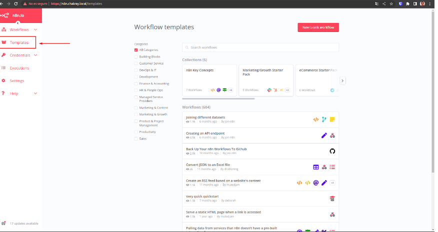  Figura 1. Sección de plantillas de la comunidad. 