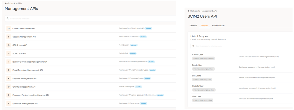 Management APIs