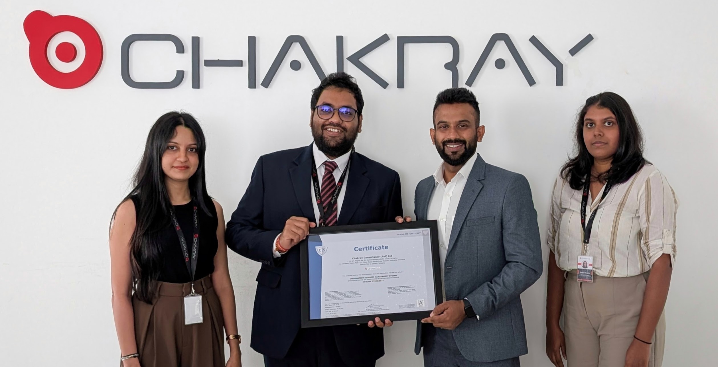 Chakray's team receiving the ISO 27001:2022 certification